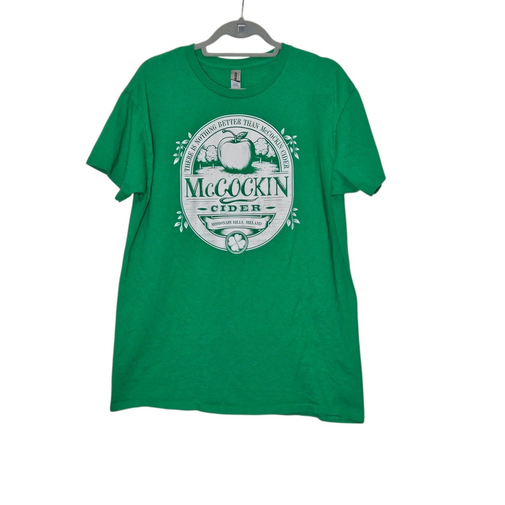McCockin Cider T Shirt Green Apple Adult Humor Graphic Tee Gildan Heavy Cotton L
